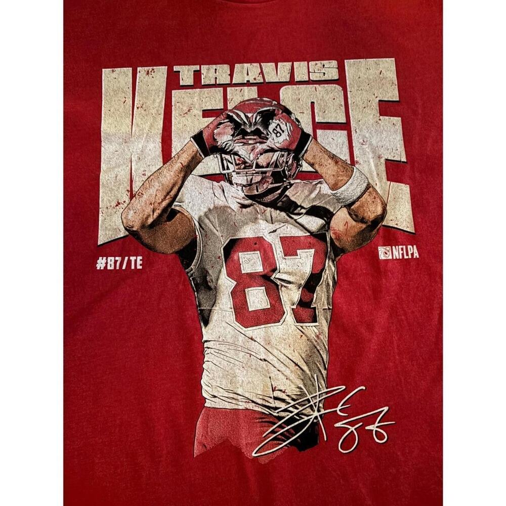 NWT Travis‎ Kelce 87 NFLPA T Shirt Red Football Fan Tee Size Large